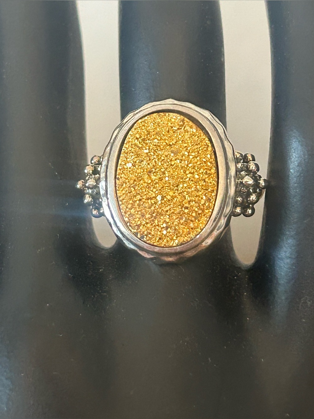 Retired Michael Dawkins Sterling Gold Druzy Ring